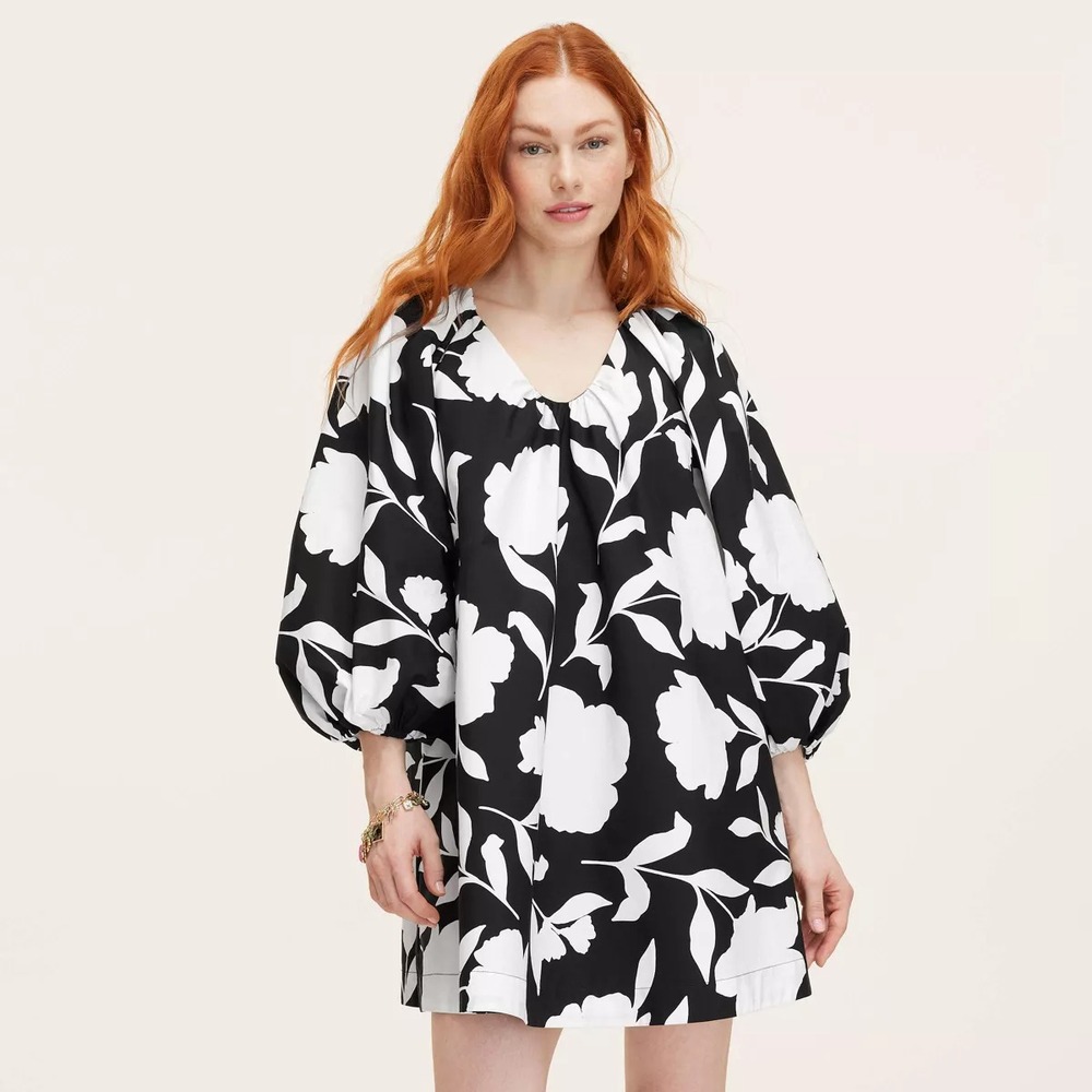 New Kate Spade x Target Size Medium Classic Rose Poplin Long Sleeve Mini Dress M